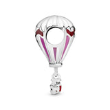 Air balloon silver charm with pink and red enamel