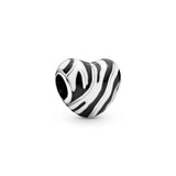 Heart silver charm with black and white enamel