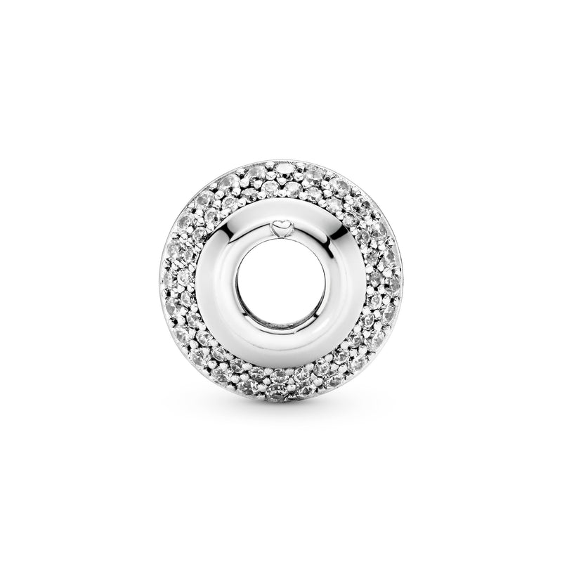 Silver charm with clear cubic zirconia