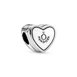 Heart gift box silver charm with clear cubic zirconia