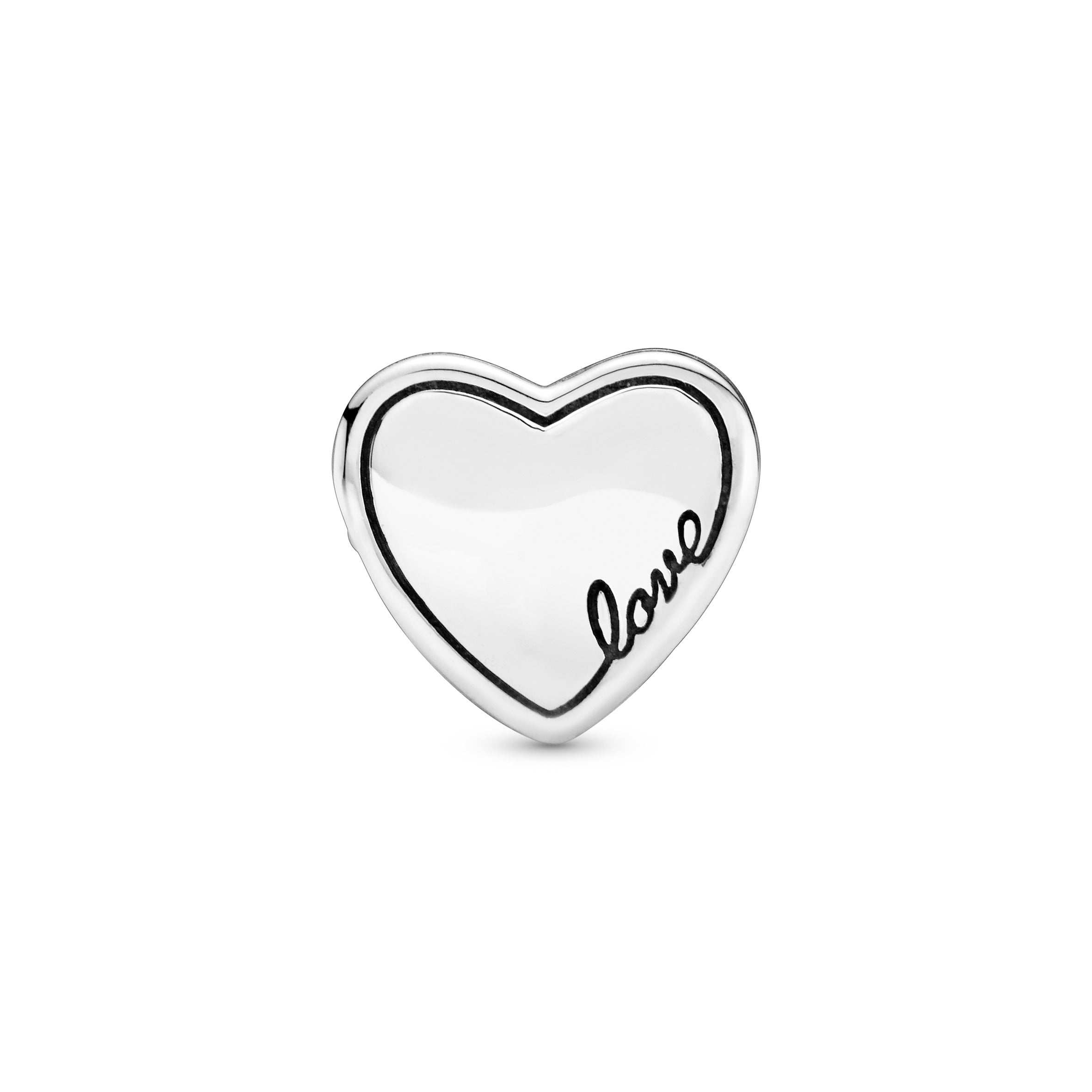 Heart gift box silver charm with clear cubic zirconia