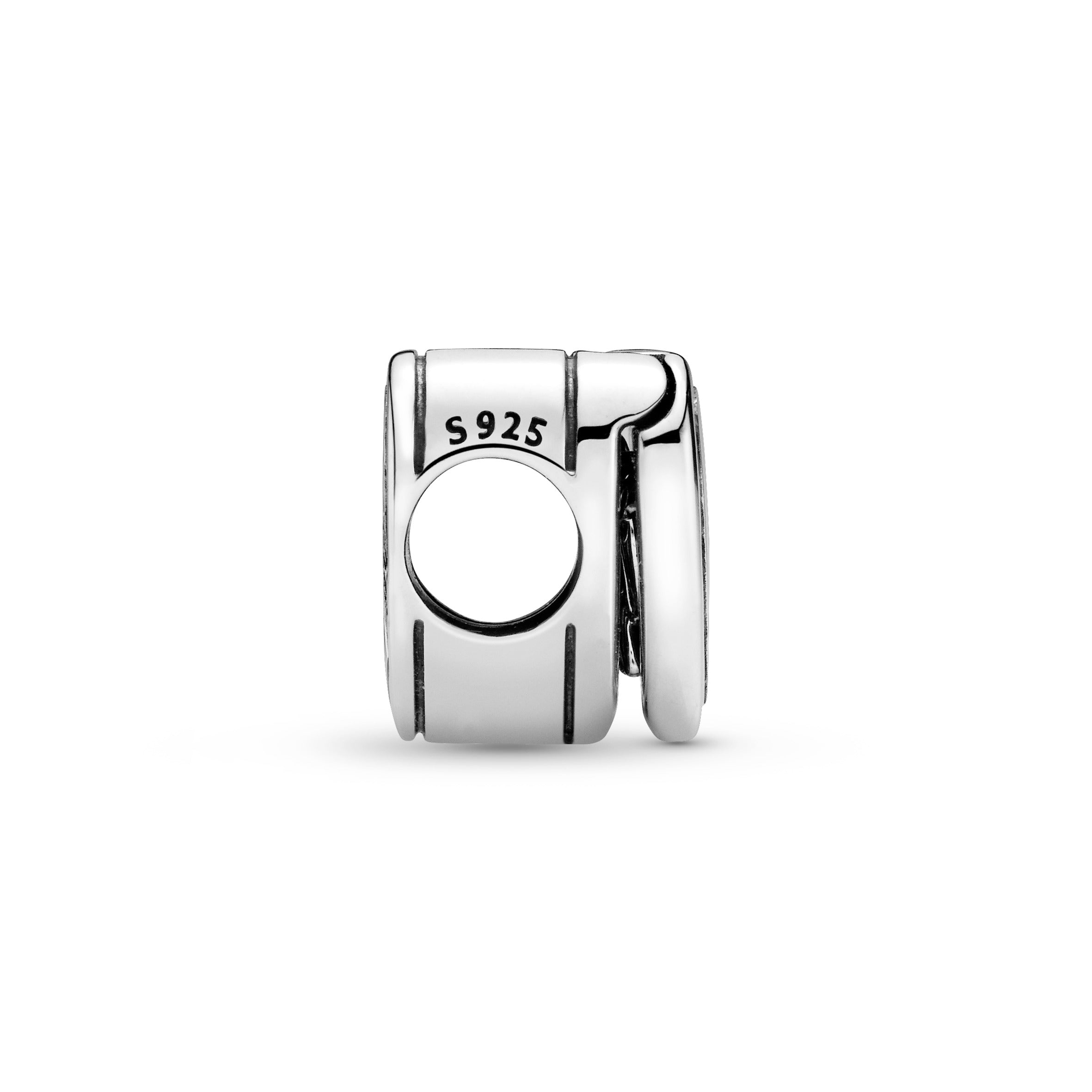 Heart gift box silver charm with clear cubic zirconia