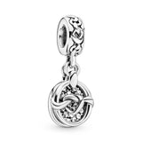 Knotted hearts silver dangle with clear cubic zirconia
