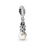 Disney Ariel sterling silver dangle with clear cubic zirconia and white freshwater cultured pearl