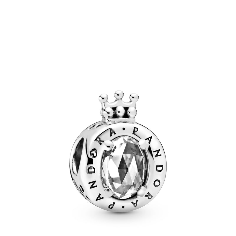 Crown O sterling silver charm with clear cubic zirconia