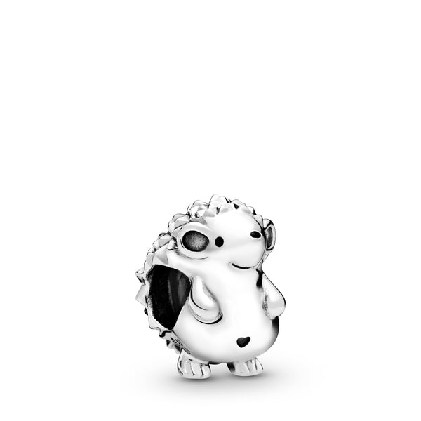 Hedgehog sterling silver charm with black enamel