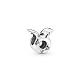 Taurus sterling silver charm with clear cubic zirconia