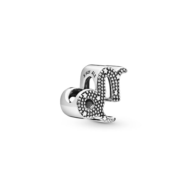 Capricorn sterling silver charm with clear cubic zirconia