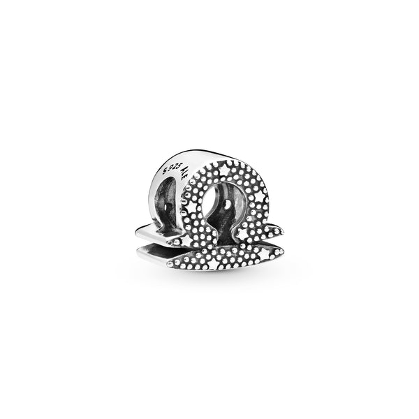 Libra sterling silver charm with clear cubic zirconia