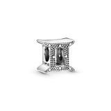 Gemini sterling silver charm with clear cubic zirconia