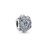 Star sterling silver charm with sea blue, moonlight blue and royal blue crystal, fancy blue and clear CZ