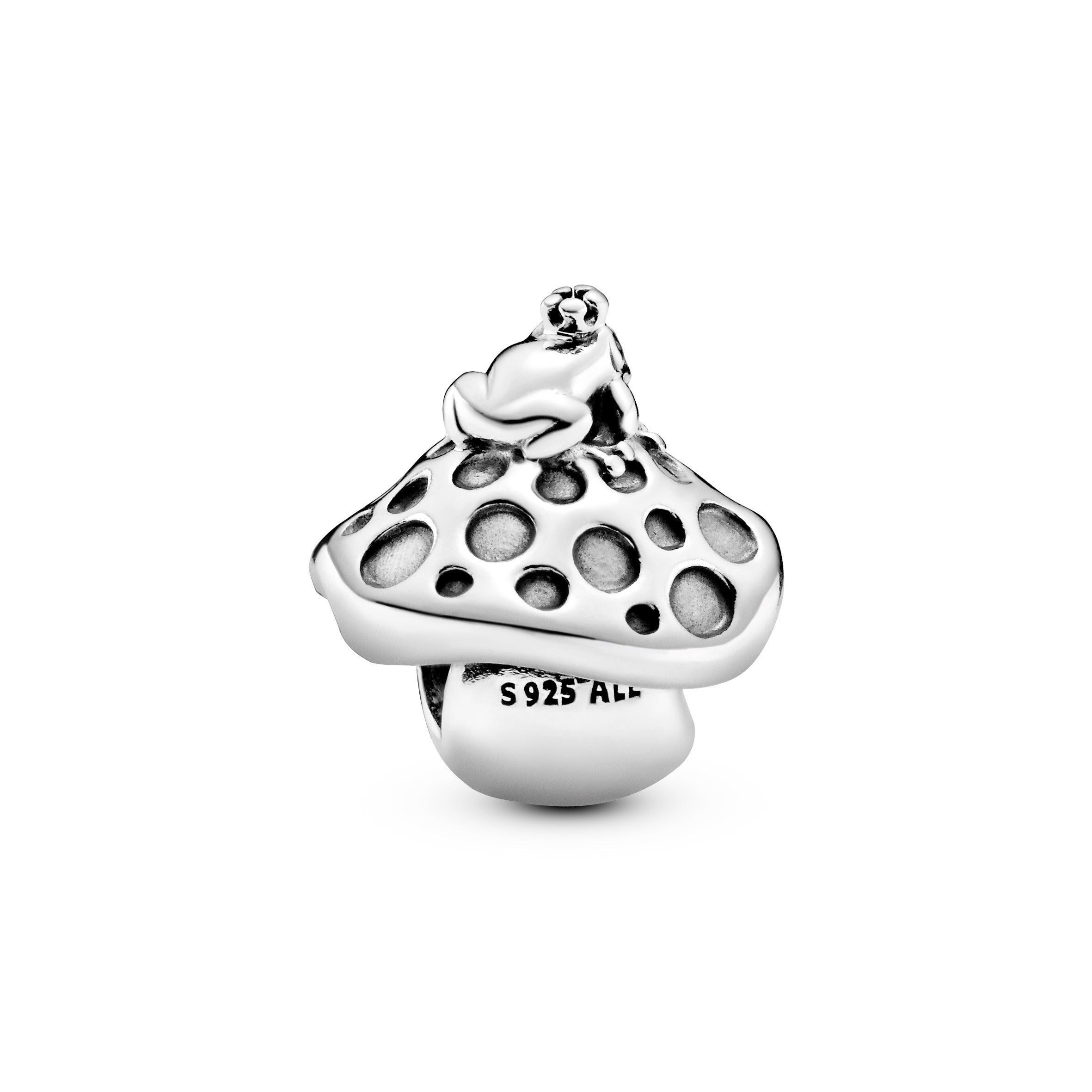 Mushroom and frog sterling silver charm