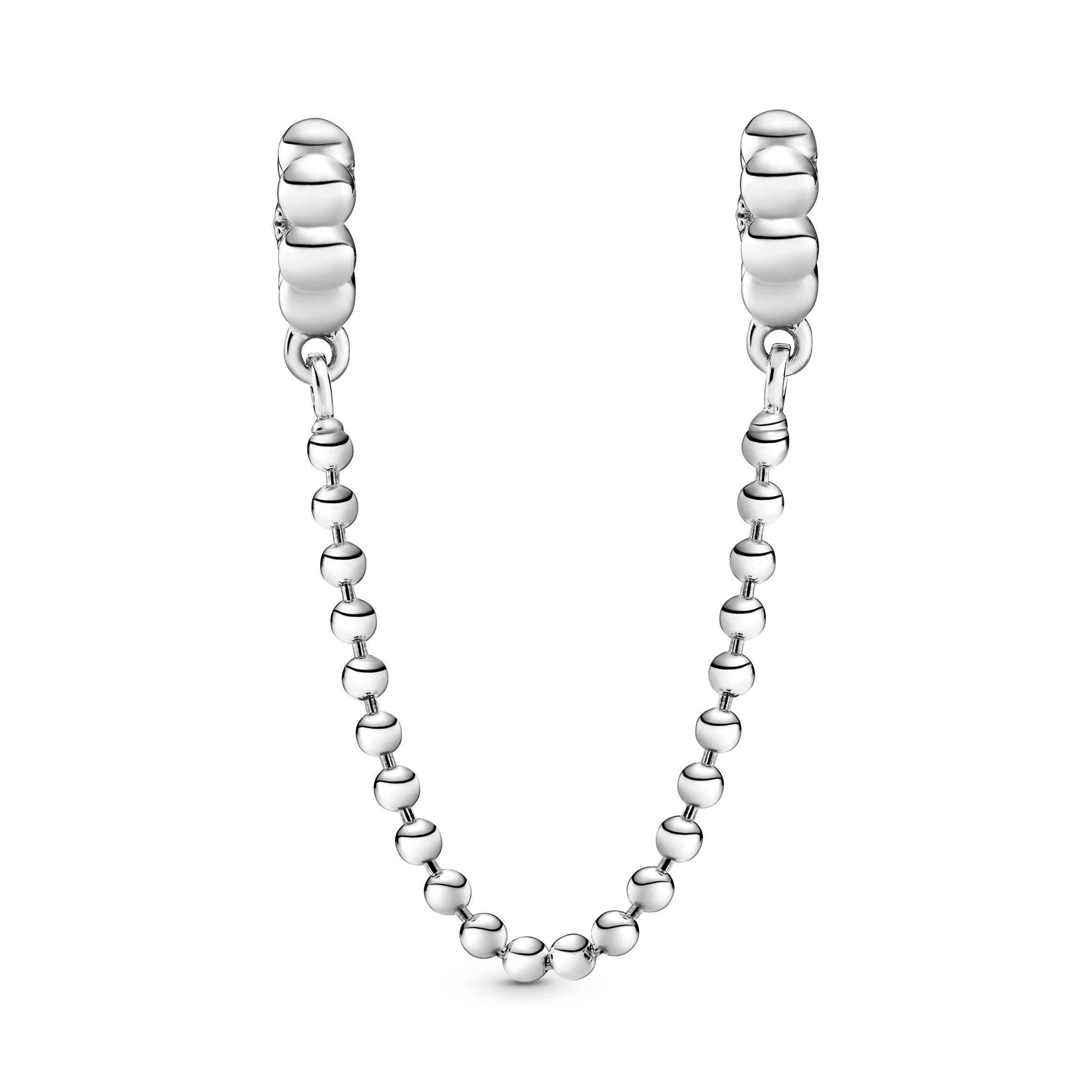 Sterling silver safety chain with clear cubic zirconia