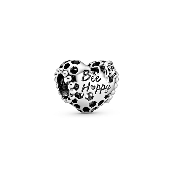 Bee Happy Honeycomb Heart Charm