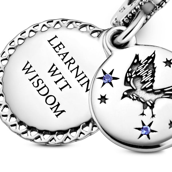 Harry Potter, Ravenclaw sterling silver dangle with sea blue crystal