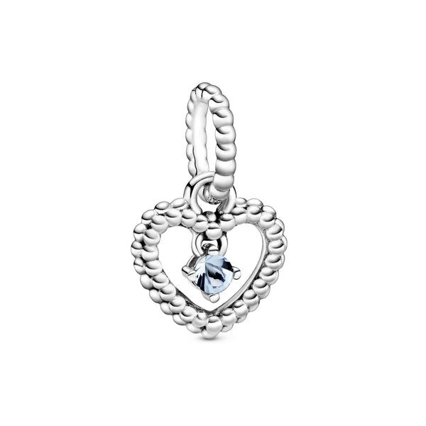 Heart sterling silver dangle with water blue crystal