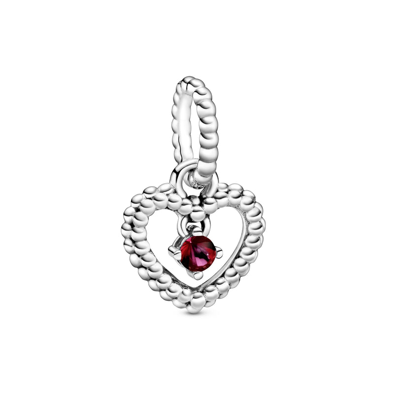 Heart sterling silver dangle with blazing red crystal