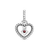 Heart sterling silver dangle with blazing red crystal