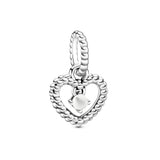 Heart sterling silver dangle with milky white crystal