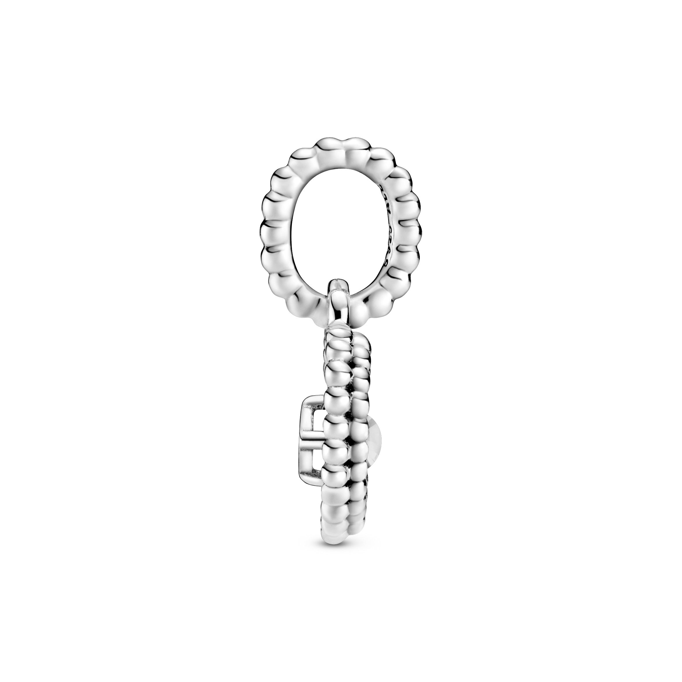 Heart sterling silver dangle with milky white crystal