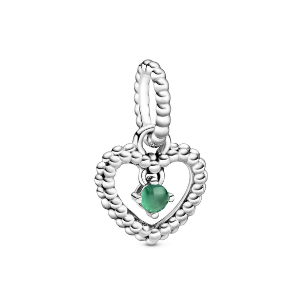 Heart sterling silver dangle with rainforest green crystal