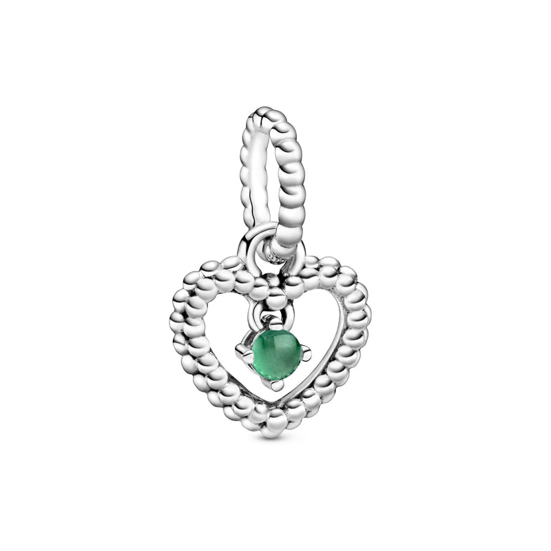 Heart sterling silver dangle with rainforest green crystal