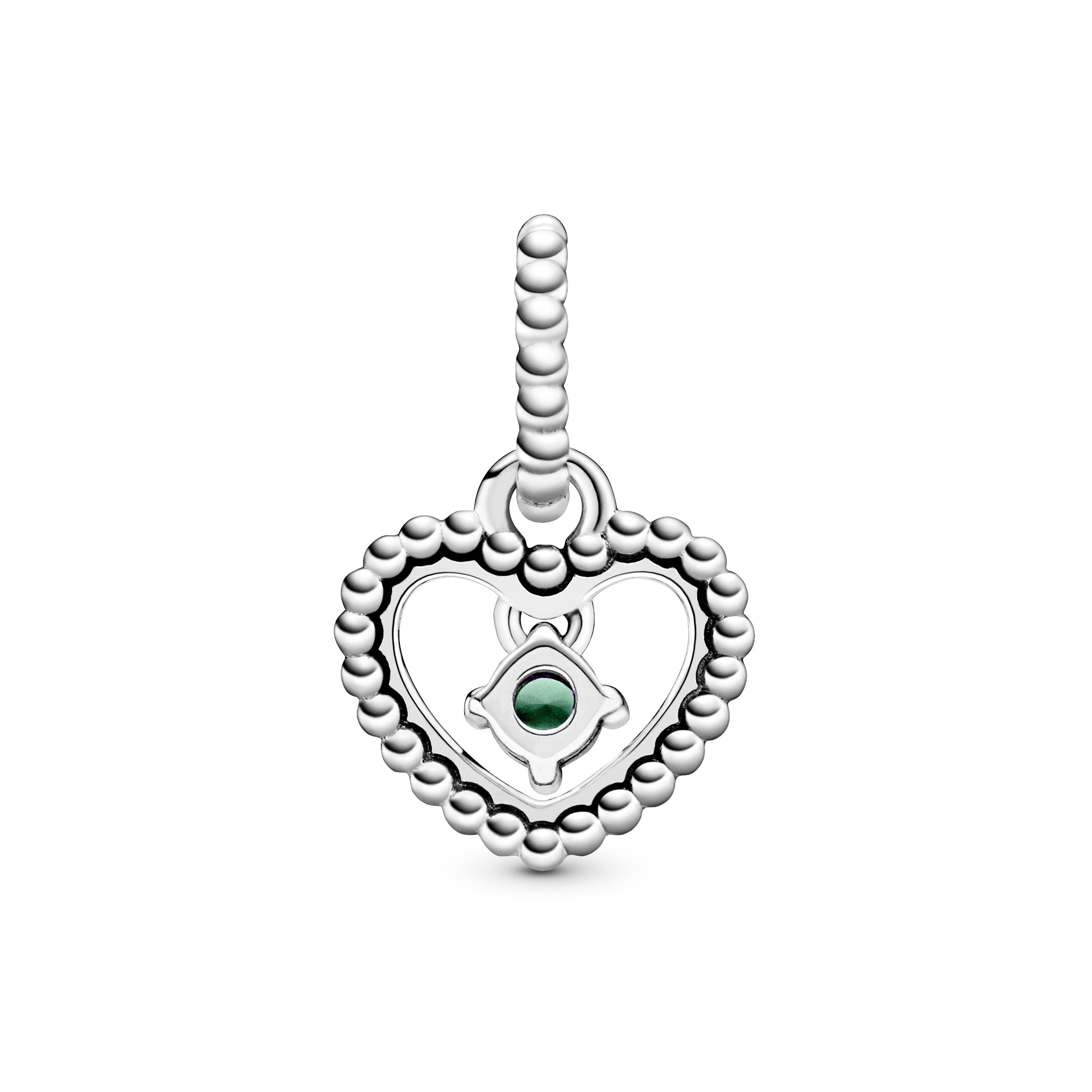 Heart sterling silver dangle with rainforest green crystal