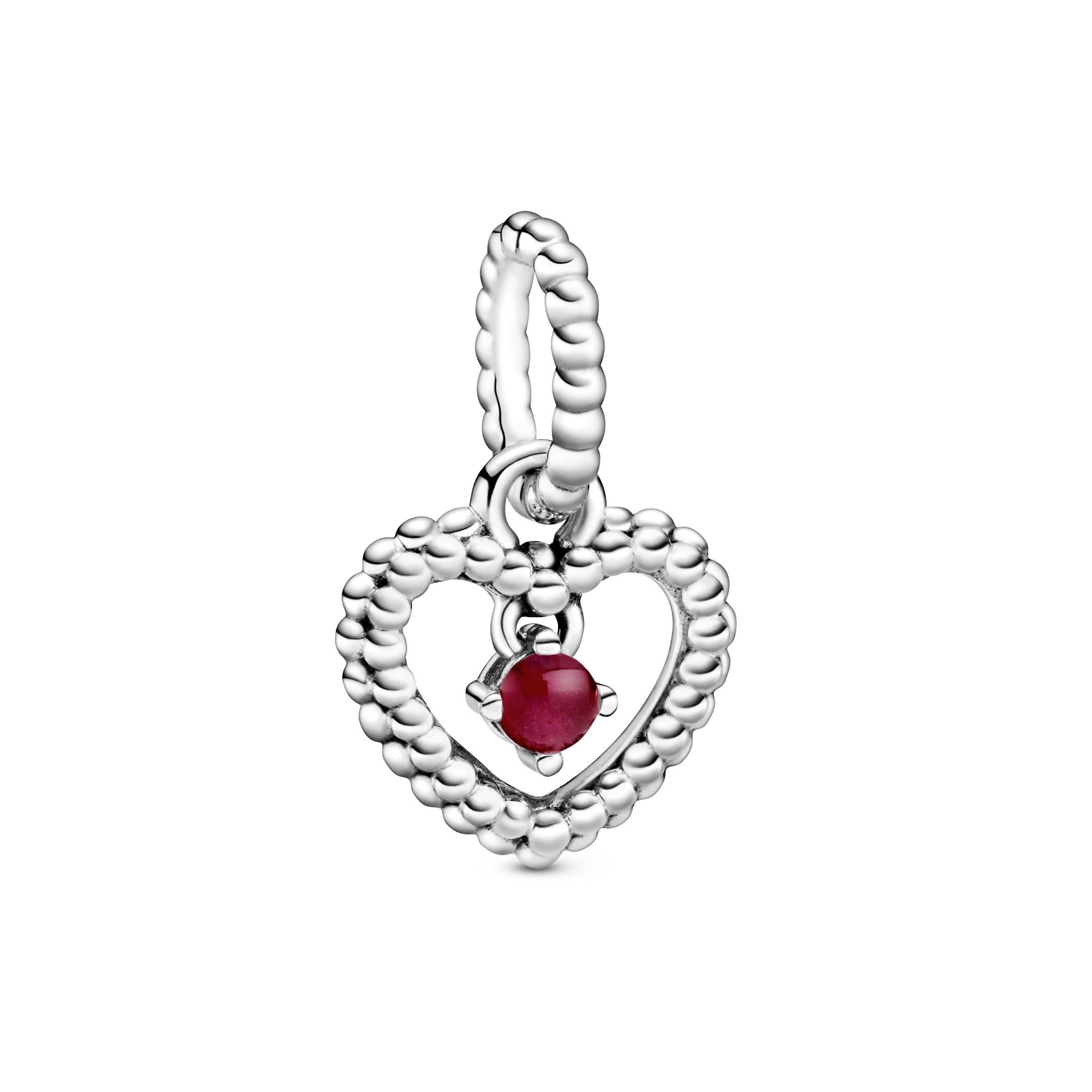 Heart sterling silver dangle with dark red crystal