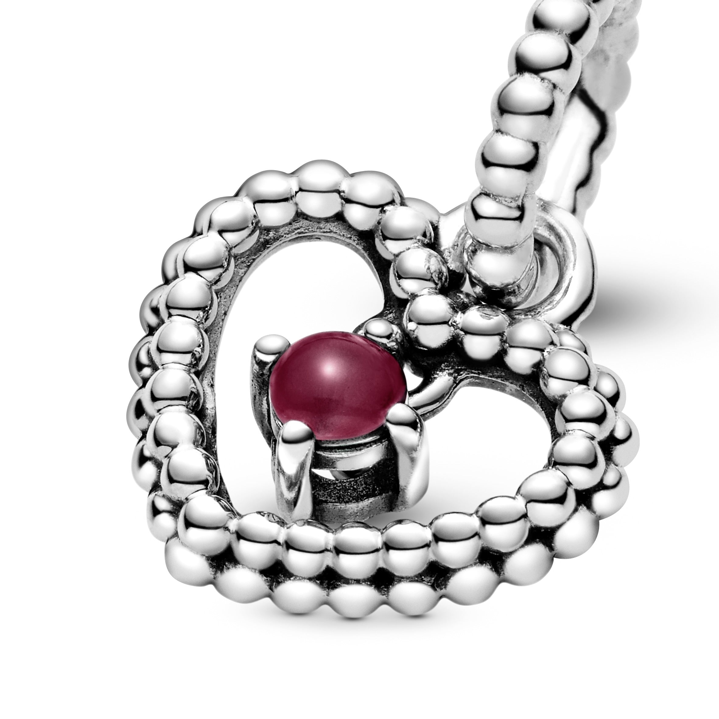 Heart sterling silver dangle with dark red crystal
