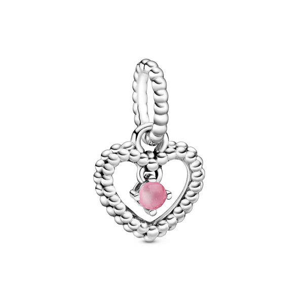 Heart sterling silver dangle with petal pink crystal