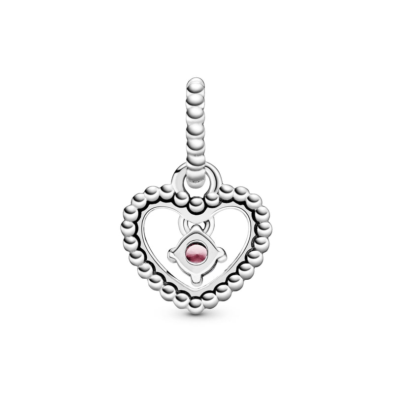 Heart sterling silver dangle with petal pink crystal