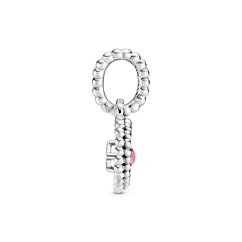 Heart sterling silver dangle with petal pink crystal