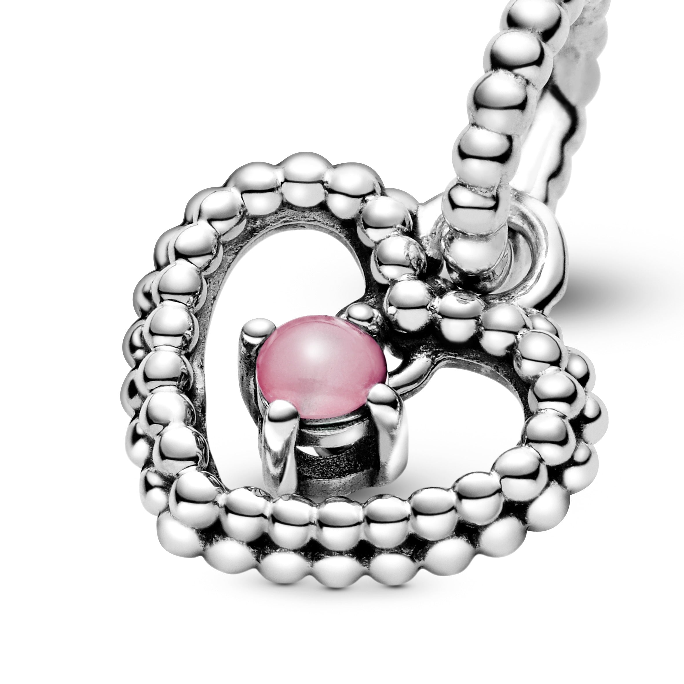 Heart sterling silver dangle with petal pink crystal