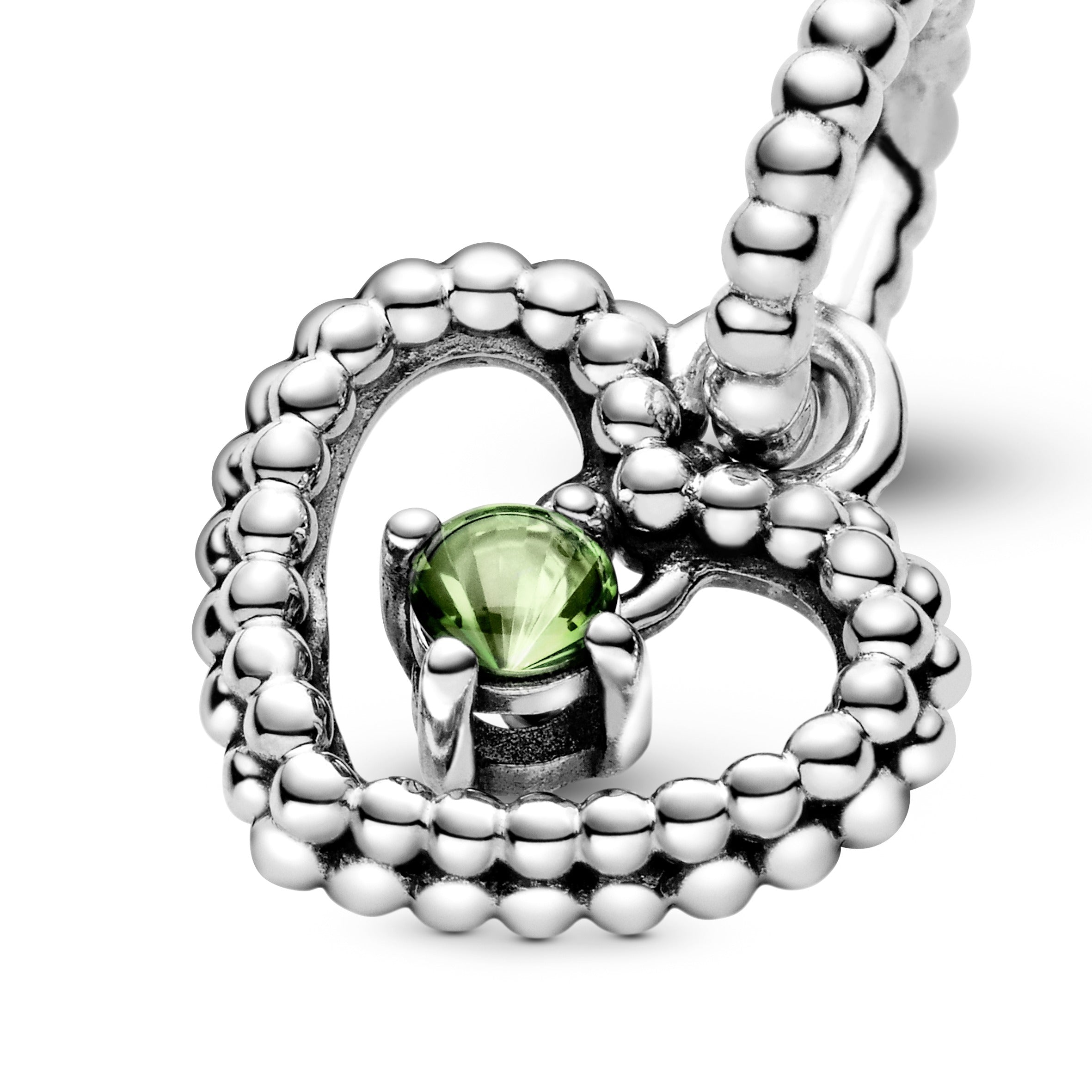 Heart sterling silver dangle with spring green crystal