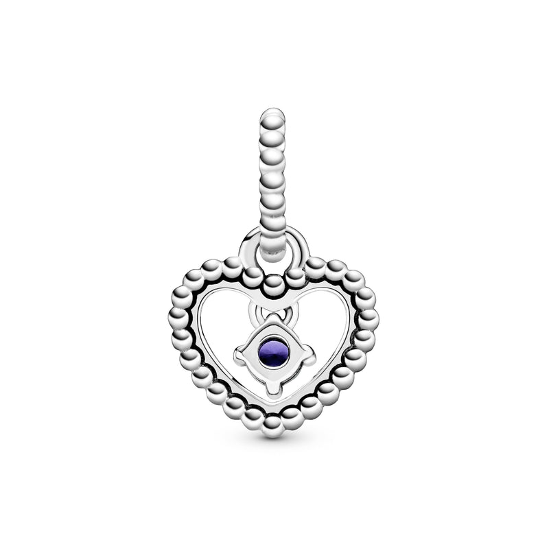 Heart sterling silver dangle with royal blue crystal