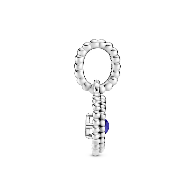 Heart sterling silver dangle with royal blue crystal
