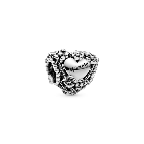 Openwork Flower Heart Mummy Charm