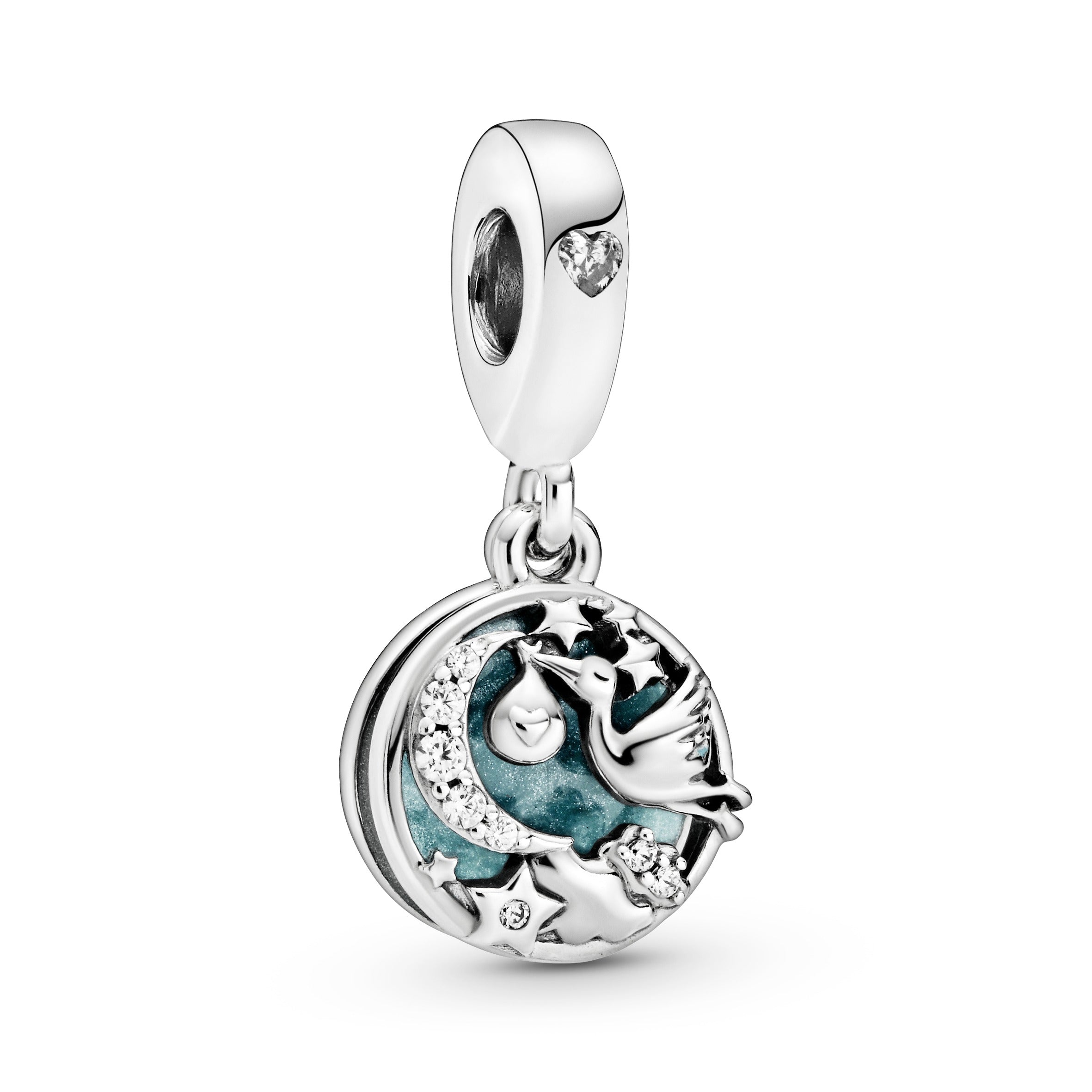 Stork & Twinkling Stars Dangle Charm