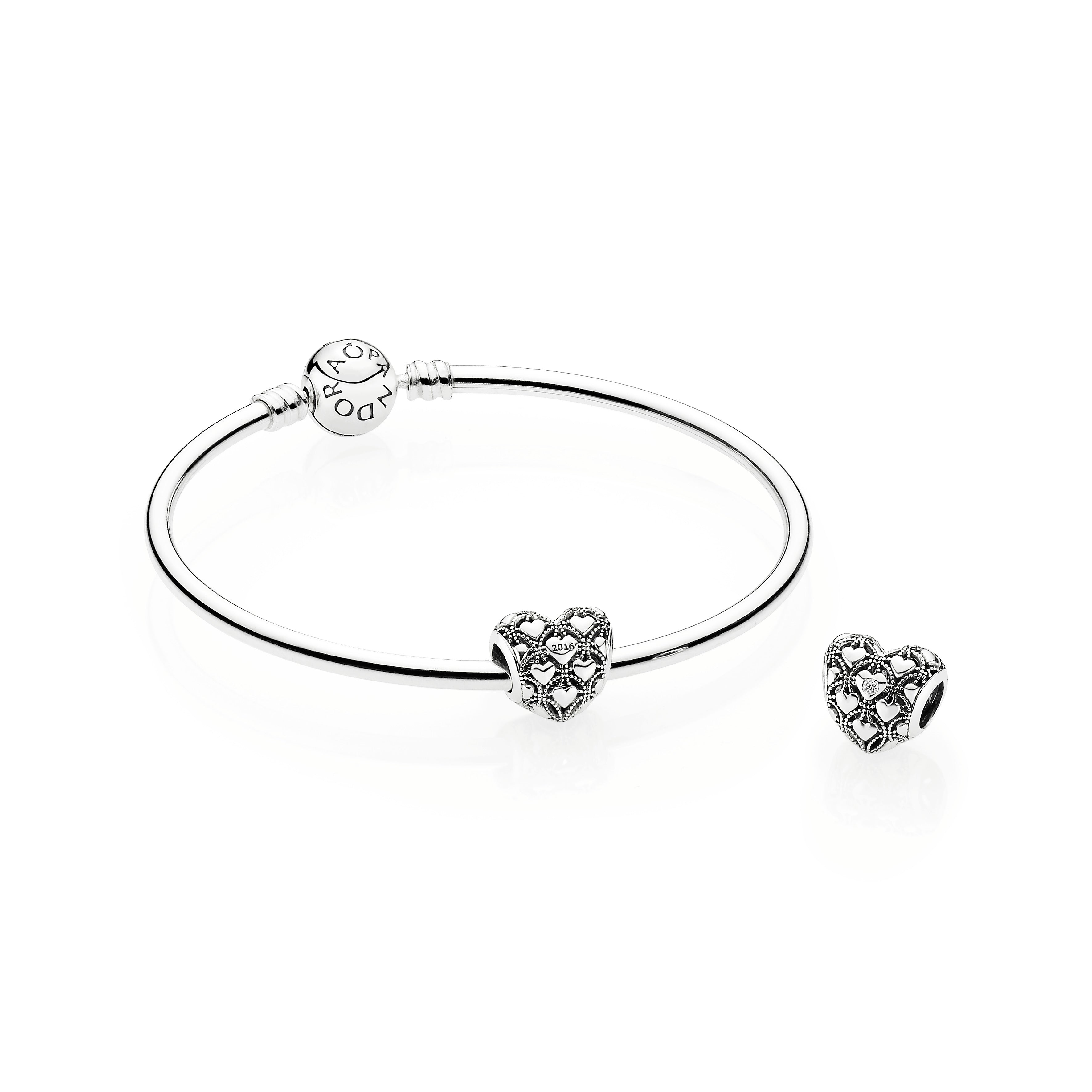 PANDORA Club 2016 silver charm with 0.01 ct TW h/vs diamond
