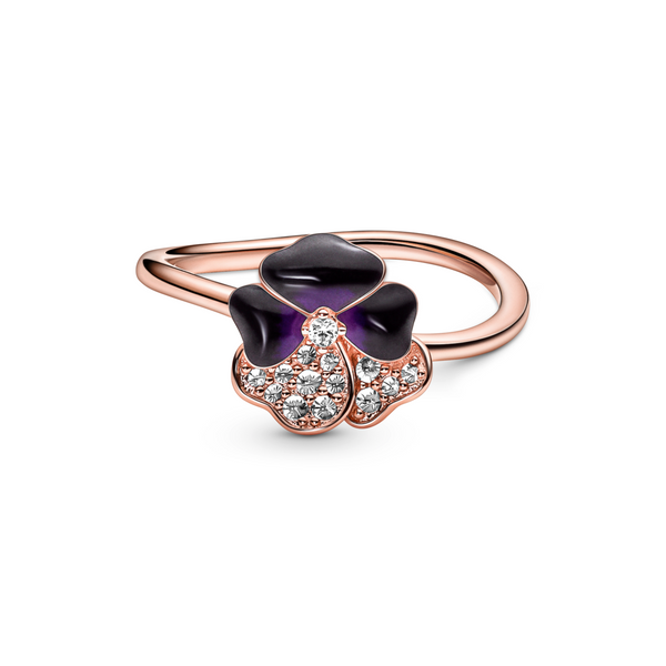 Deep Purple Pansy Flower Ring