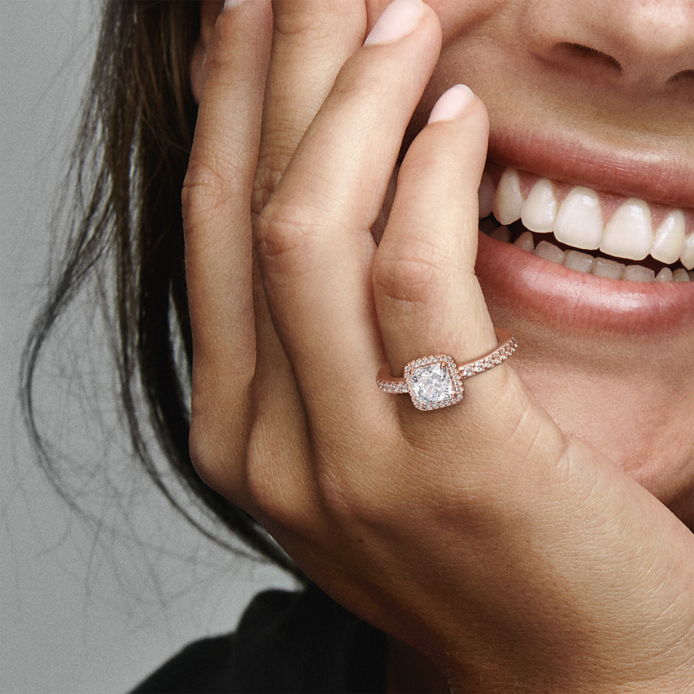 Pandora Timeless Square Sparkle Halo Ring