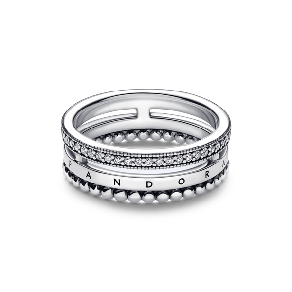 Pandora Signature Logo Pavé & Beads Ring