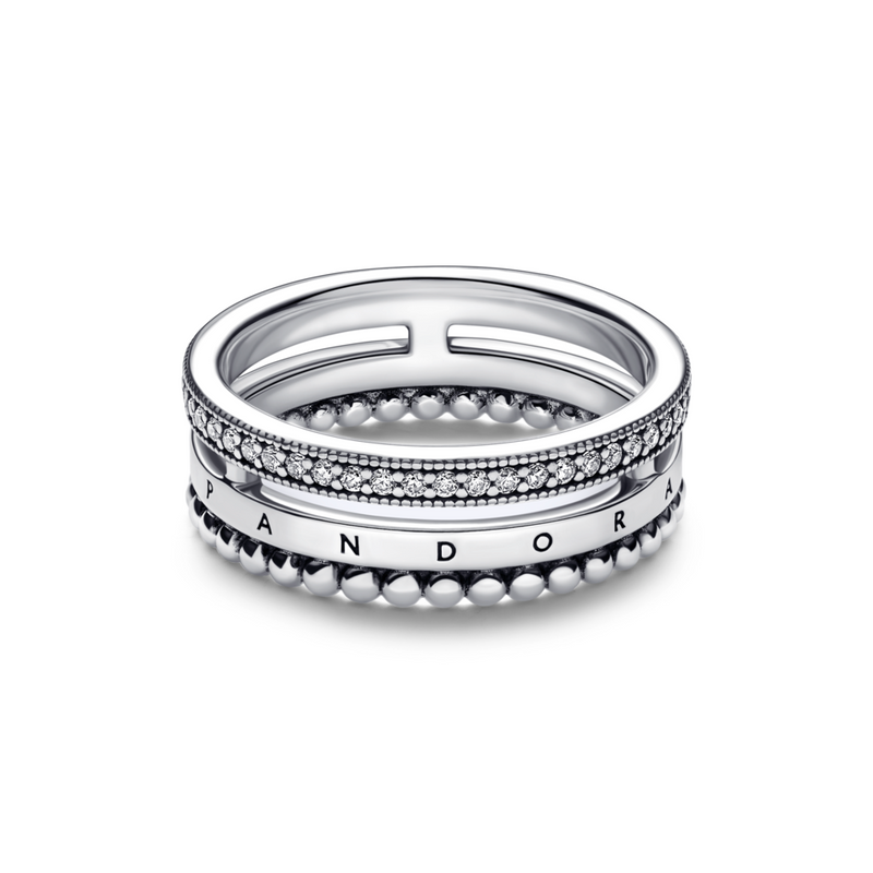 Pandora Signature Logo Pav Beads Ring
