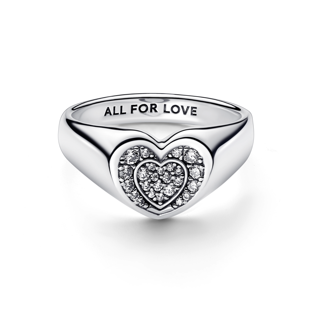 Radiant Heart Pavé Signet Ring