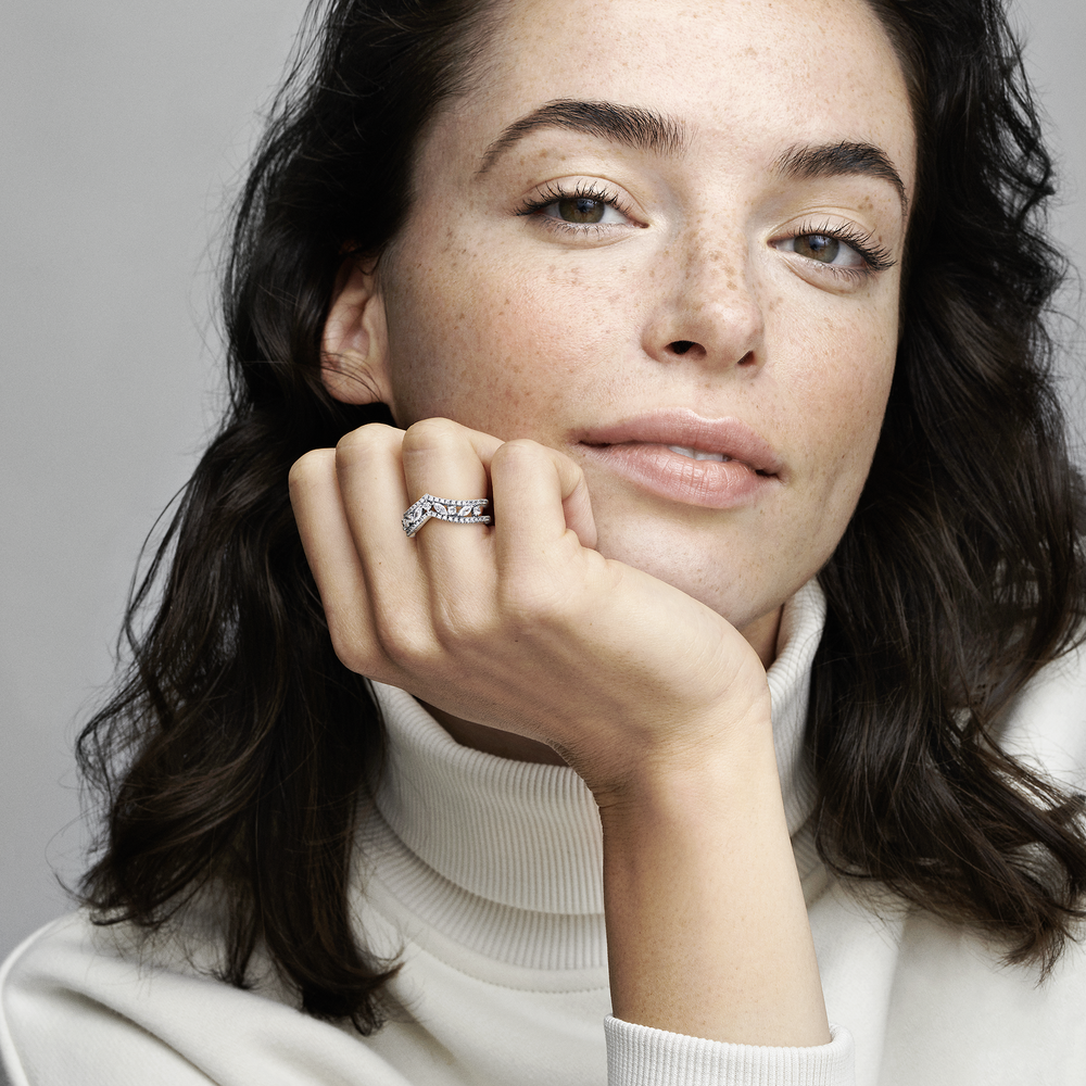 Sparkling Marquise Double Wishbone Ring