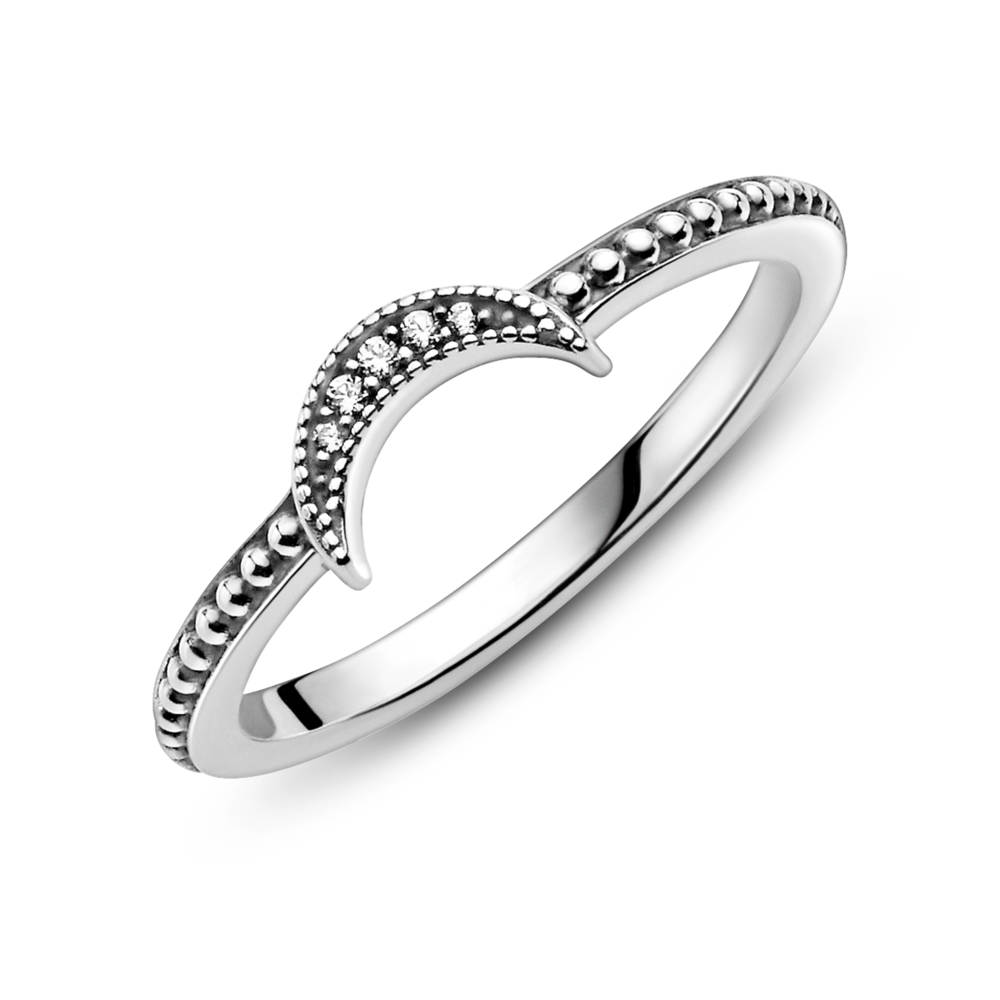 Crescent Moon Beaded Ring