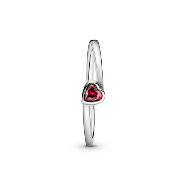 Red Tilted Heart Solitaire Ring