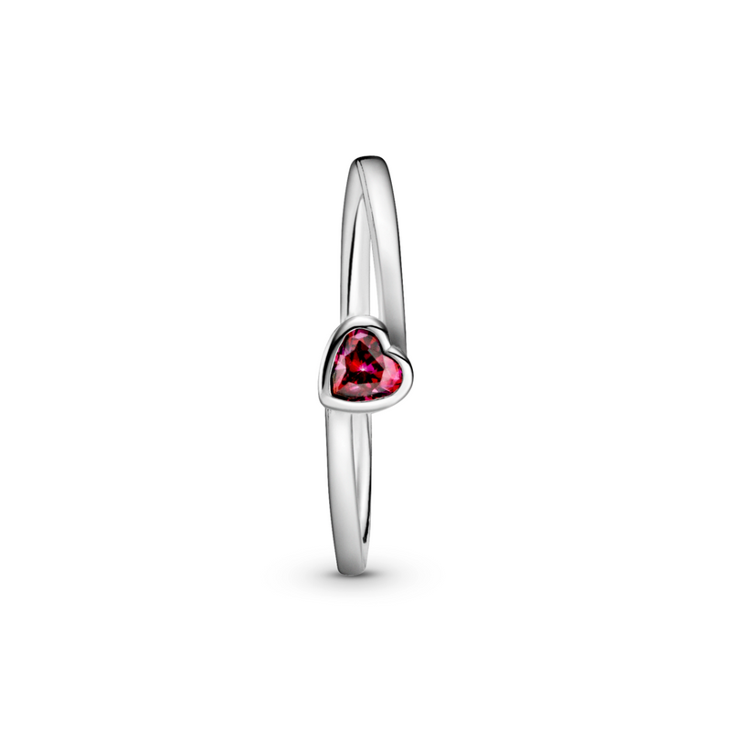 Red Tilted Heart Solitaire Ring Pandora Jordan