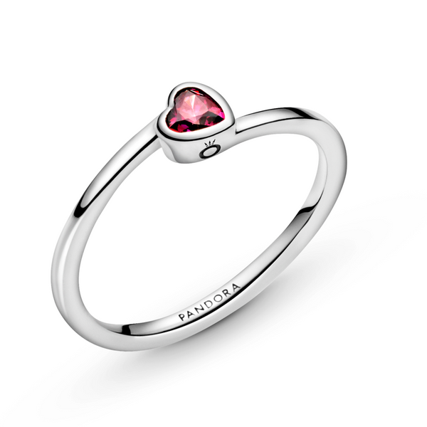 Red Tilted Heart Solitaire Ring