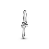 Clear Tilted Heart Solitaire Ring